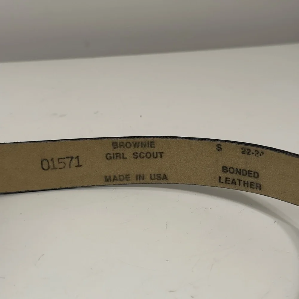 Brownie Girl Scout uniform Brown Bonded Leather Belt with Silver Buckle Small